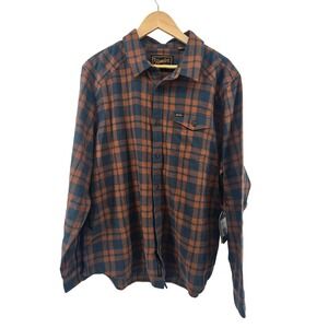 Howler Brothers Flannel Mens Large Rust Navy La Grange Lightweight Plaid Shirt